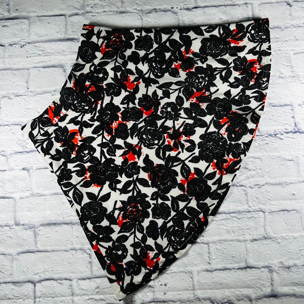 Ann Taylor Factory Womens Floral A-Line Mini Skirt White Black Orange Size 4